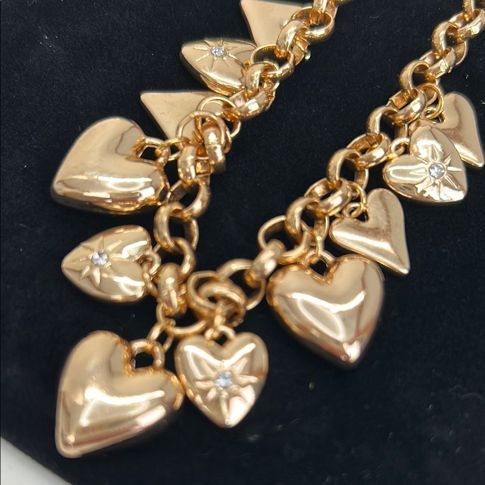 Persimmon Gold Heart Charm Necklace with rhinestones NWT! - Picture 3 of 10
